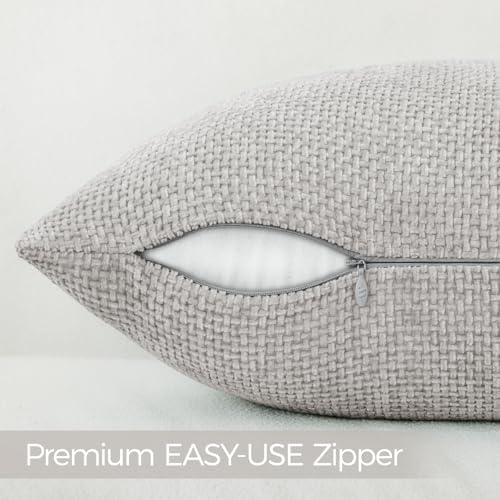 a moment Light Grey Chenille Throw Pillow Covers 12x20 Inch Pack of 2 Modern - Image 4