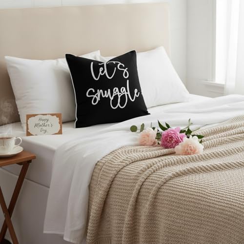 Sunkifover Let's Snuggle Decorative Throw Pillow Cover 18"x18" Black - Image 6