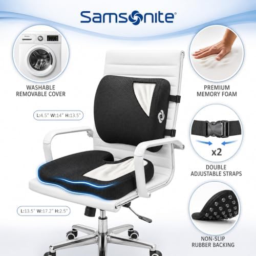 Samsonite [2-in-1 Ergonomic Seat Cushion and Lumbar Support Cushion Combo - Image 5