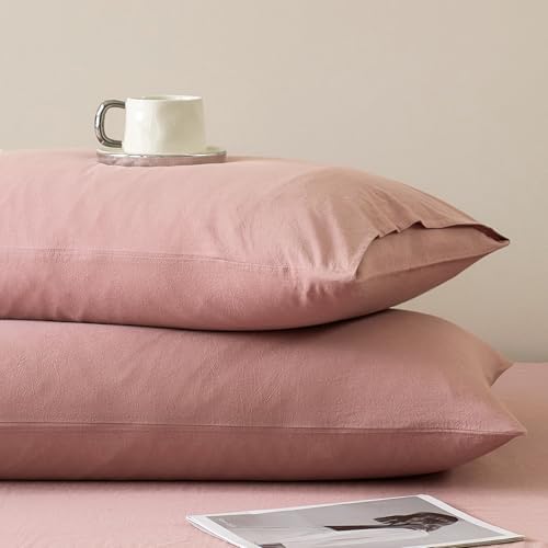 JELLYMONI 100% Washed Cotton Pillowcases, Envelope Closure 2-Pack by JELLYMONI