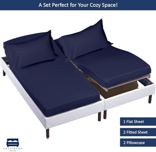 Cottingon 5 PC Split King Sheets Fits 16" Deep, Egyptian Cotton - Image 4