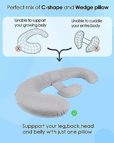 QUEEN ROSE Cooling E Shaped Pregnancy Pillows, Detachable Maternity Body Pillow - Image 6