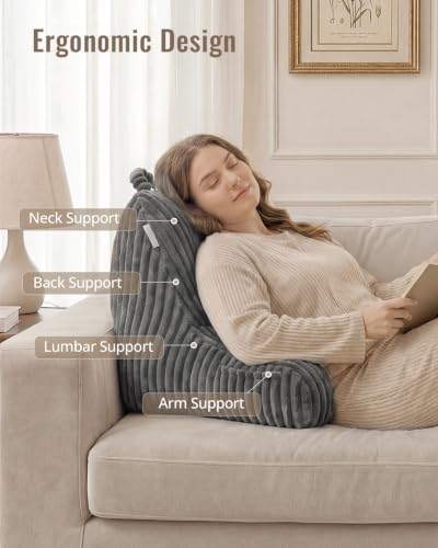 Blissful Diary Reading Pillow for Bed, Backrest Pillow, Slate Gray - Image 2