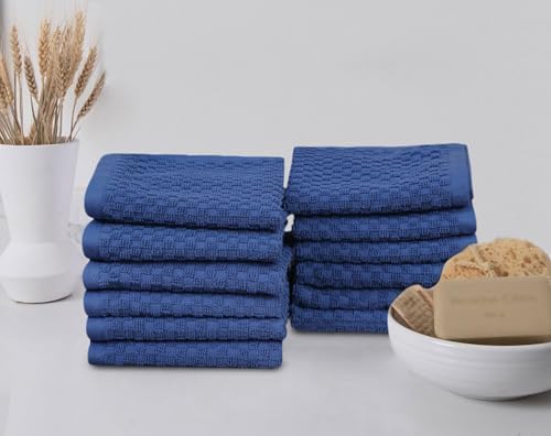 COTTON CRAFT Euro Spa Waffle Wash Cloth - Set of 12 Blue Washcloth - Image 4