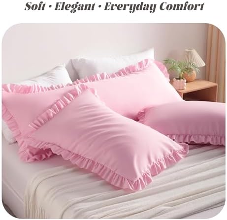 BEDSUM Queen Ruffled Pillow Shams - Image 2