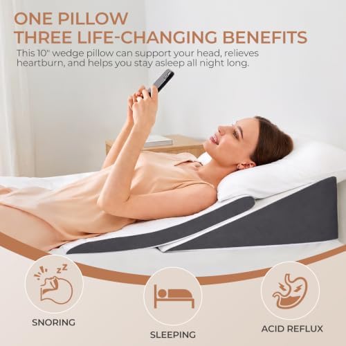 Vekkia Wedge Pillow for Sleep Apnea&Back Pain, Memory Foam Pillow Wedge - Image 3