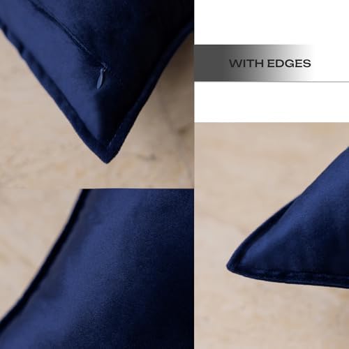 Velvet Navy Blue Throw Pillow Covers 18”x18”Pack of 2 Soft Decorative - Image 4
