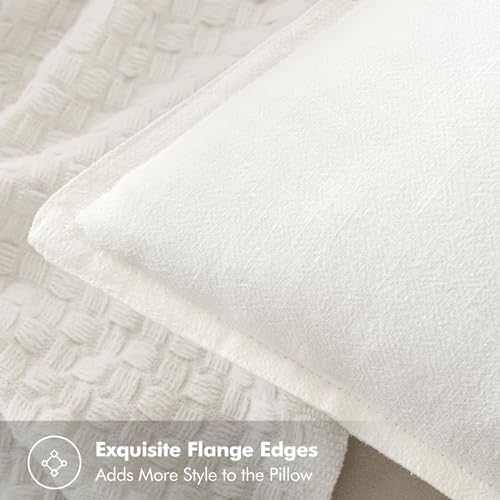 MIULEE Cream Boho Linen Decorative Pillow Covers 24x24 Inch Pack of 4 - Image 3