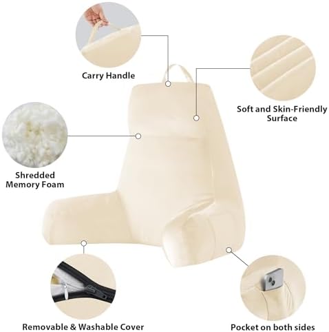 IPYNBAP Back Pillow for Bed Sitting up, Reading Pillow, 24 Inch - Image 3