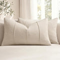 MIULEE Lumbar Decorative Linen Throw Pillow Covers 12x20 Beige Striped by MIULEE