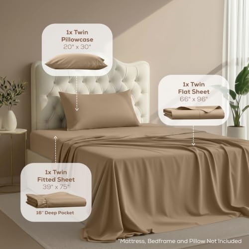 Twin Sheets Set, 3 Pieces 16" Deep Pocket Hotel Luxury Bed Sheets - Image 2