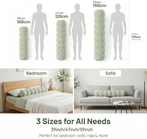 Pat. Pend. Cylinder Pillow for Bed, 47 Inch, Celadon Green - Image 5