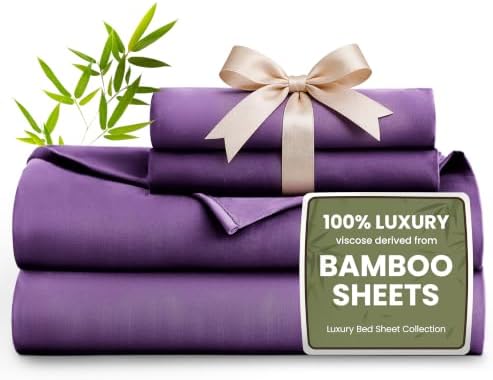 Love's cabin 4 Piece Queen Sheet Set, 100% Rayon Derived from Bamboo, Cooling & by Lovescabin