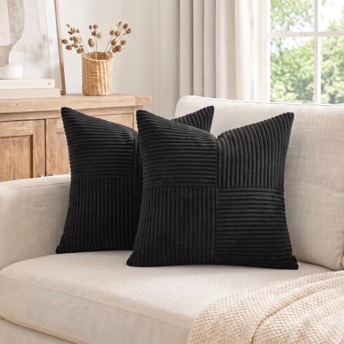Fancy Homi 2 Packs Black Samll Decorative Throw Pillow Covers 12x12 Inch - Image 7