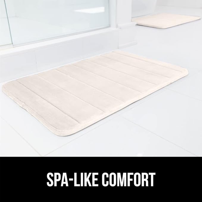 GORILLA GRIP Memory Foam Bath Mat, Soft Absorbent US Designed Bathroom Rug, Gripping Dots Machine Washable Bathmat, Cushioned Floor Mats, Shower Sink Rugs Room Décor Accessories, 24x17 Cream