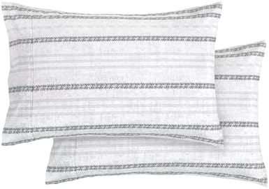 Elegant Comfort 6-Piece Sheet Set Deep Pocket Stripe, Traci Gray - Image 6