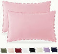 Pom Poms Pillow Shams Standard Size Set of 2, Soft Microfiber Shams Cover by HommxJF