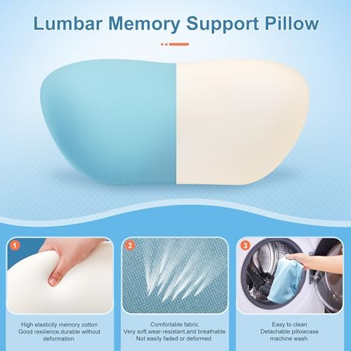 Lumbar Support Pillow for Bed Relieve Back Pain, Memory Foam Lower Back Pillow - Image 4