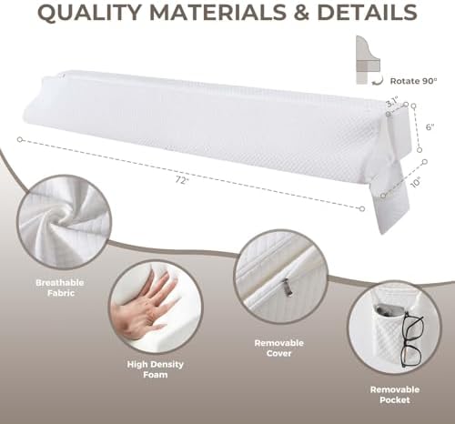 Bed Wedge Gap Filler California King, Mattress Gap Filler, 72×10×6 in - Image 7
