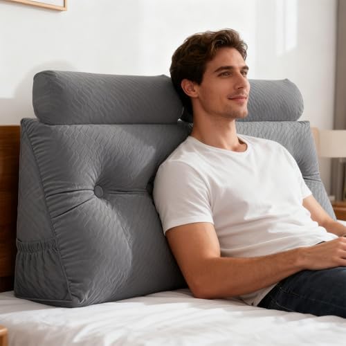 Velvet Triangular Headboard Wedge Pillow - Image 6