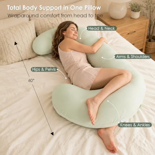 QUEEN ROSE Cooling Body Pillow, C Shaped Full Body Pillow - Image 2