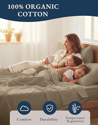 LANE LINEN Eco Friendly 100% Organic Cotton Sheets Queen Size, Naturally - Image 6