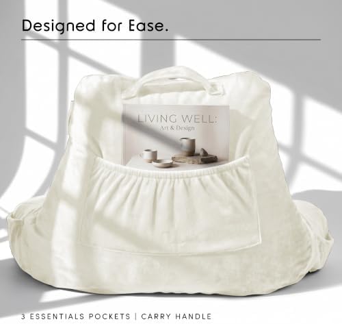 Nestl Reading Pillow for Bed, Back Pillow for Sitting Up in Bed, Off White - Image 4