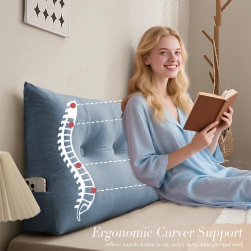 Wedge Headboard Pillow Twin XL, College Dorm Essentials Bed Reading - Image 2