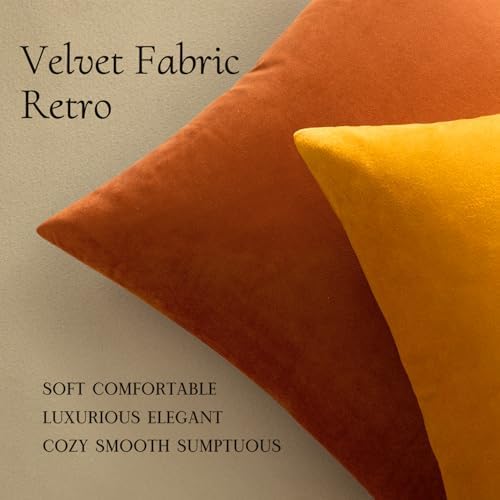 MIULEE Velvet Fall Throw Pillow Covers 16x16 Inch Pack of 2 Rust - Image 5