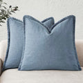 Foindtower Decorative Linen Fringe Throw Pillow Covers 16×16 Misty Blue by Foindtower