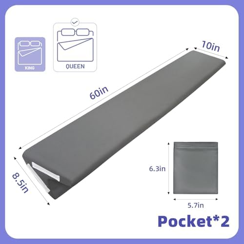 Vekkia Bed Wedge Pillow for Headboard Gap, Queen 60"x10"x8" - Image 3