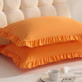 Ruffled Standard Pillow Shams, 2 Pack, 20x26 Inches, Ginger Yellow by Aerlomi