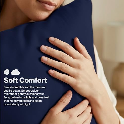 QUEENSBAY Queen Pillow Cases Set of 2, Microfiber Cooling Pillowcases, Soft - Image 6
