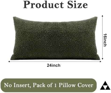 JoraLion 16x24 inch Boucle Lumbar Pillow Cover, Army Green Woven Texture - Image 4
