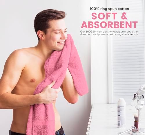Towel and Linen Mart 100% Cotton 6 Pack Bath Towel Set, Quick Dry, Super Absorbent, Light Weight, Soft, (27 x 54 Pack of 6) (27 x 54 6 Pack, Plum, Pink, Beige, Grey, White, Peach) - Image 5