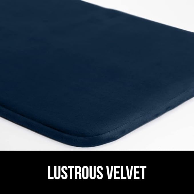 GORILLA GRIP Memory Foam Bath Rugs, Soft Absorbent Velvet Bathroom Mats, Durable Dots on Underside, Machine Washable Bathmat, Carpet Rug Room Decor for Shower Floor, 60x24 Mat, Navy Blue