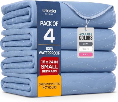 4 Pack Waterproof Reusable Heavy Absorbency Incontinence Bed Pads 18"x24" by UTOPIABEDDING