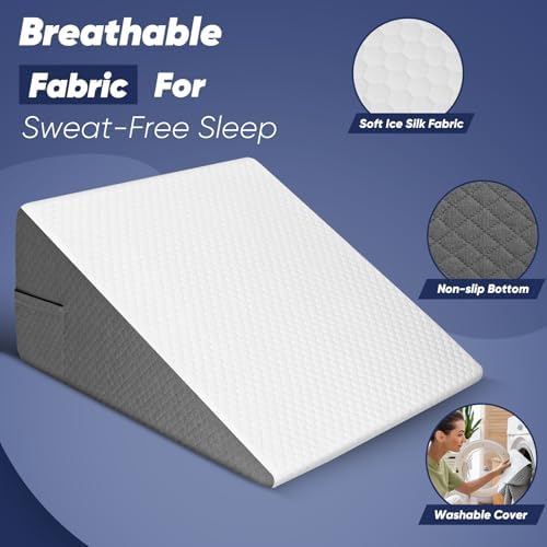 12 inch Bed Wedge Pillow for Adults Seniors, Cooling Memory Foam Incline Pillow - Image 5