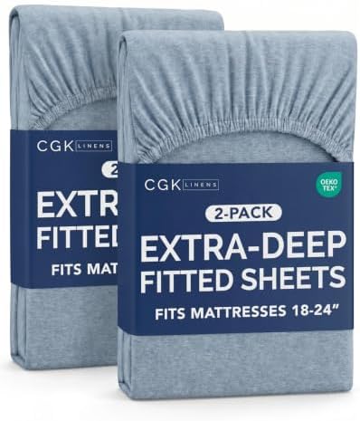 CGK Linens 2 Pack Extra Deep Twin Fitted Sheets by CGKUnlimited