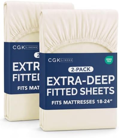 CGK Linens 2 Pack Extra Deep Twin Fitted Sheets by CGKUnlimited