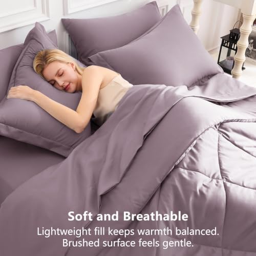 CozyLux Oversized King Comforter Set 120"x98", 7 Piece, Dusty Purple - Image 4