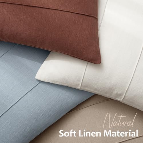 MIULEE Decorative Linen Throw Pillow Covers 20x20 Light Blue Striped - Image 4