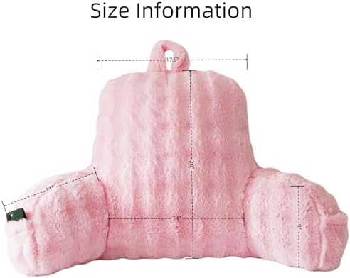 Faux Fur Reading Pillow for Sitting in Bed, Large Backrest Bed Pillow - Image 2