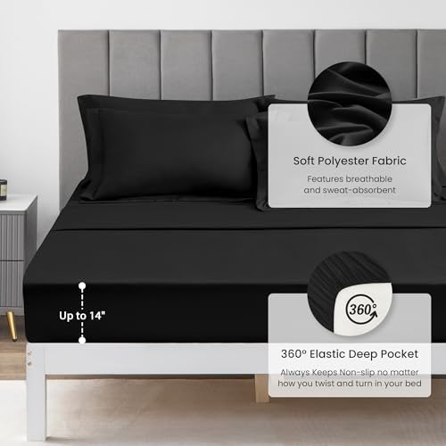 Love's cabin Queen Comforter Set Black, 7 Pieces Queen Bed in a Bag, All Season - Image 6