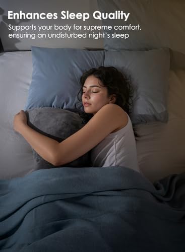 QUEEN ROSE Body Pillow for Side Sleepers, S Shaped Hug Pillow, Velvet Grey - Image 2