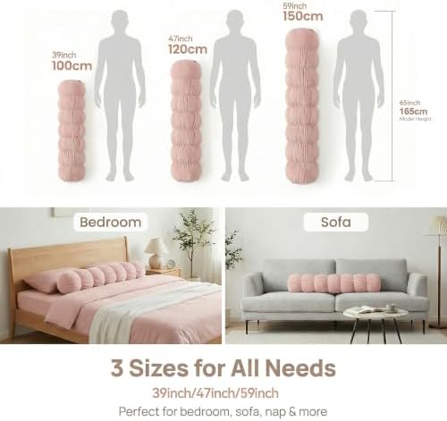 Pat. Pend. Small Body Pillow for Adults, 39 Inch, Soft Pastel Pink - Image 3
