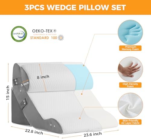 Ruqmuis Wedge Pillow Set for After Surgery, Bed Wedge Pillow - Image 3