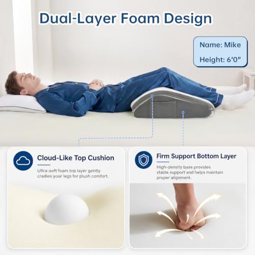Vekkia Knee Wedge Pillow for Back Sleeping, Dual-Layer Adjustable Leg Pillow - Image 4