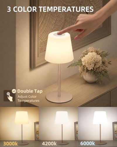EZVALO IP65 Waterproof Shower Lamp –Spa-Like Bathroom Lamp, Rechargeable Cordless Mood Light, 3 Color Temps for Relaxing Bathroom & Bathtub Experience 1 Pack (Khaki) - Image 4
