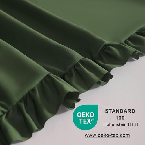 Ruffled Standard Pillow Shams, 2 Pack, 20x26 Inches, Olive Green - Image 5